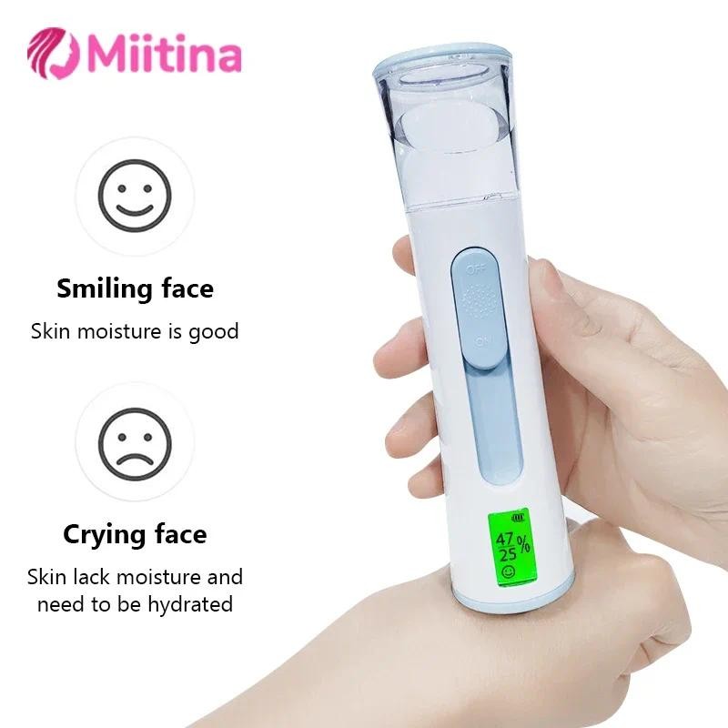 Double Spray-head Nano Mist Sprayer Mini Handheld Hydrating Humidifier Skin Care LED Display Portabl