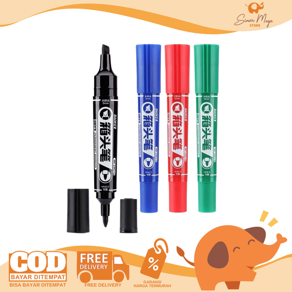 

Baoke Spidol Permanen Ujung Ganda 5mm Tinta Minyak, Tidak Mudah Pudar MP-2963