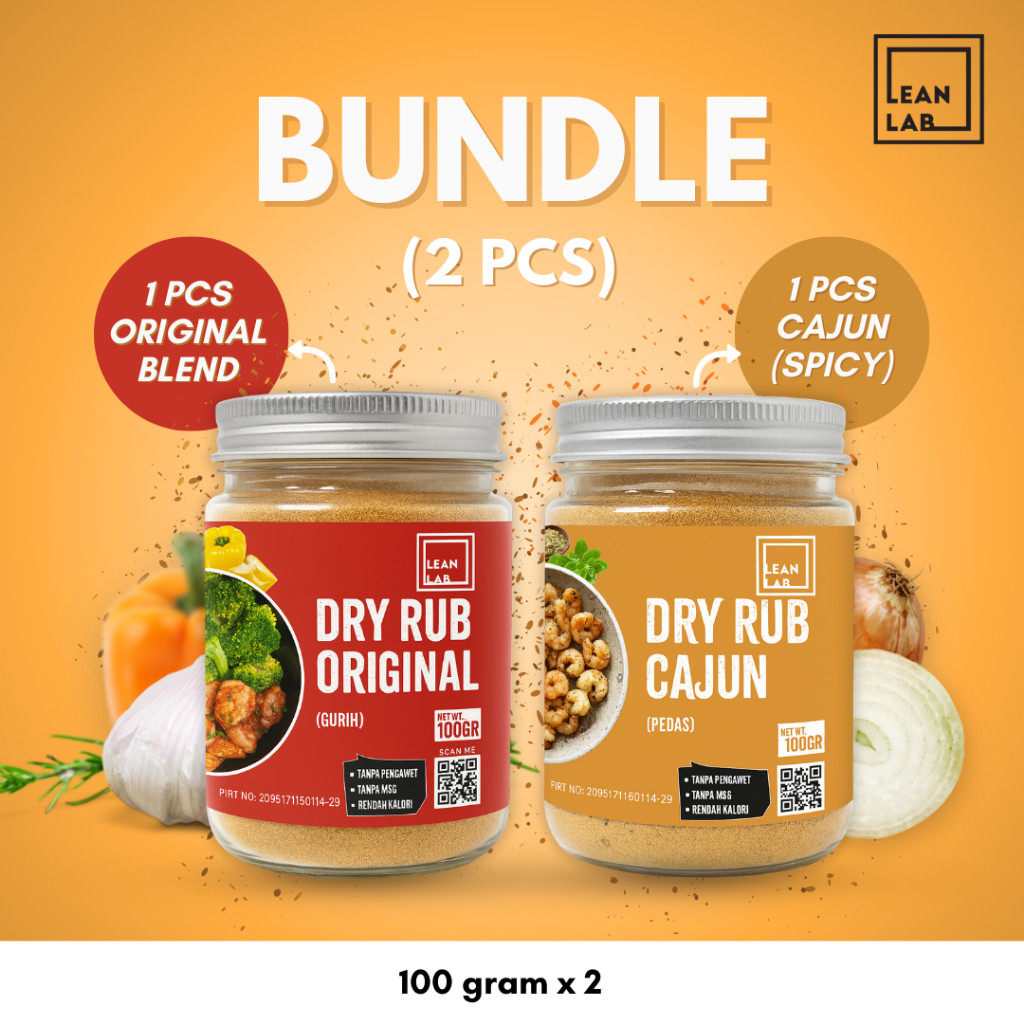 

Bumbu Masak Dry Rub Marinasi Rendah Kalori Leanlab Bundle 100g x2 (Original/Cajun/Teriyaki)Murah