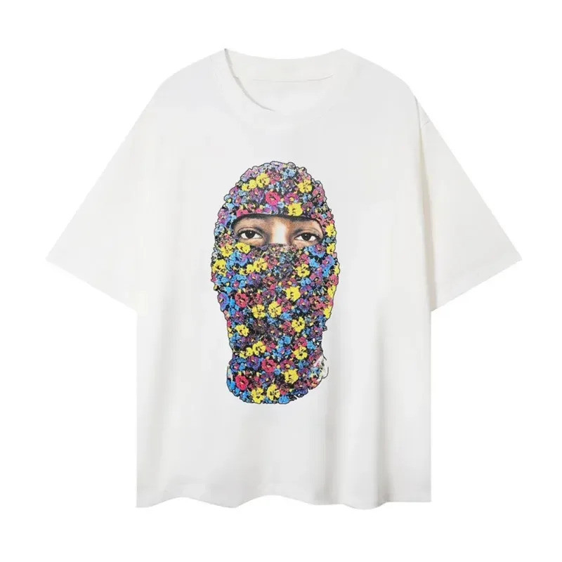 2025 Desainer Merek Kaos Pria IH NOM UH NIT Huruf Pria Bertopeng Cetak Santai Lengan Pendek Pria Wan