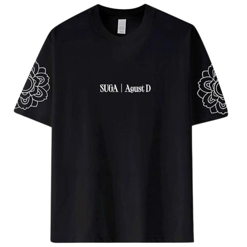 T SHIRT  SUGA AGUS D DDAY  LENGAN BUNGA T SHIRT SUGA DDAY EKSLUSIF FREE TOPI MIN 2 PCS  By kpop addi