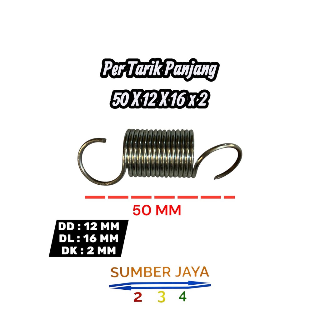 Per Tarik Panjang 50 MM Diameter Kawat 2 MM Pir Pegas Spring Peer Lentur 12 X 16 X 2 TERMURAH