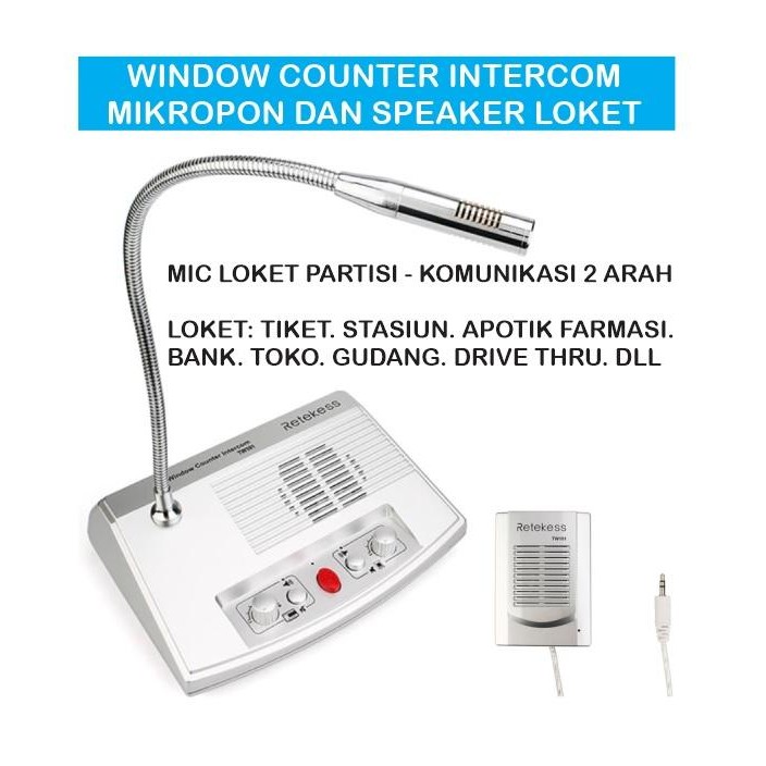 Window counter intercom dual way mic loket - Zhudele Retekess TW101