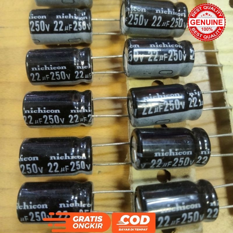 KAPASITOR ELCO 22 UF 250 VOLT NICHICON ORIGINAL