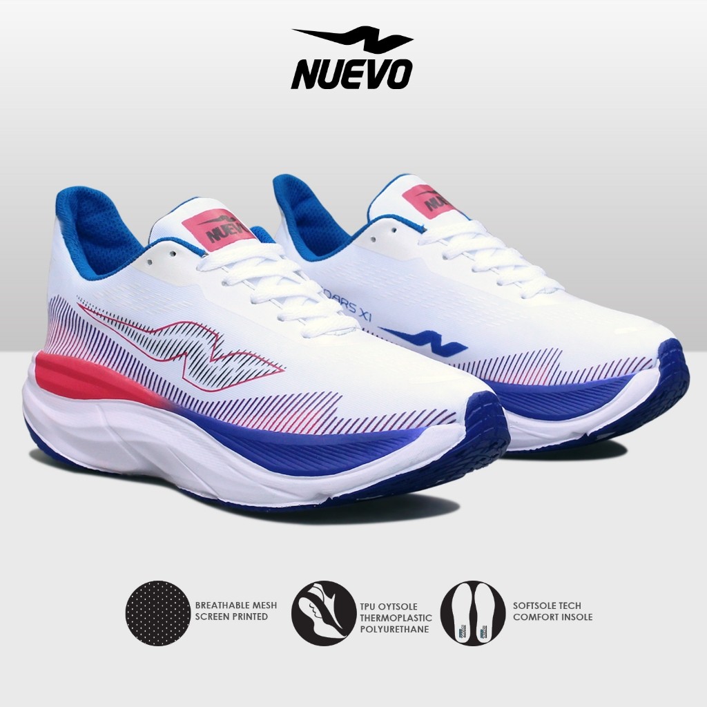 HAFERAMES  NUEVO - Sepatu Jogging Lari Pria Nuevo Soars XI Putih Sneakers Olahraga Running