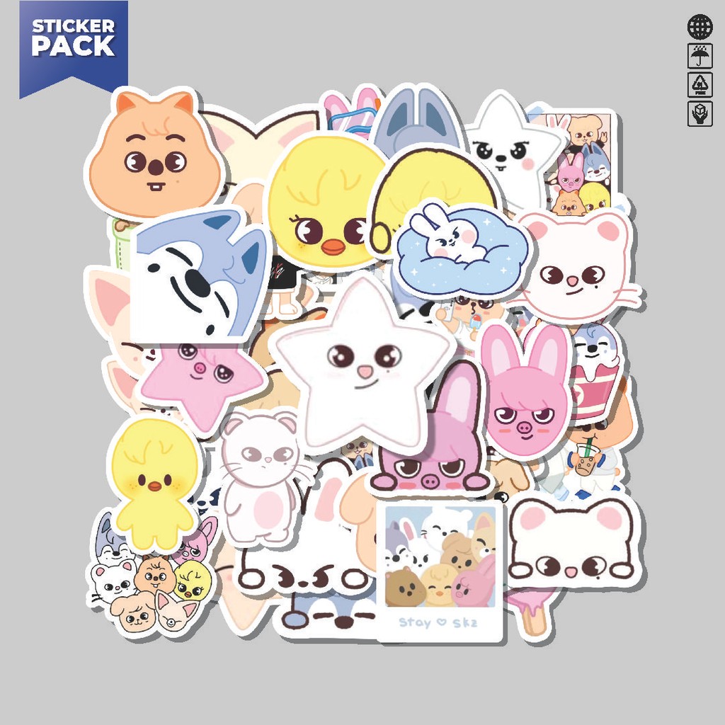 [100PCS]Stiker Pack KPOP STRAYKIDS SKZOO Aesthetic Vinyl Anti Air Dekorasi Sticker Laptop Buku Journ