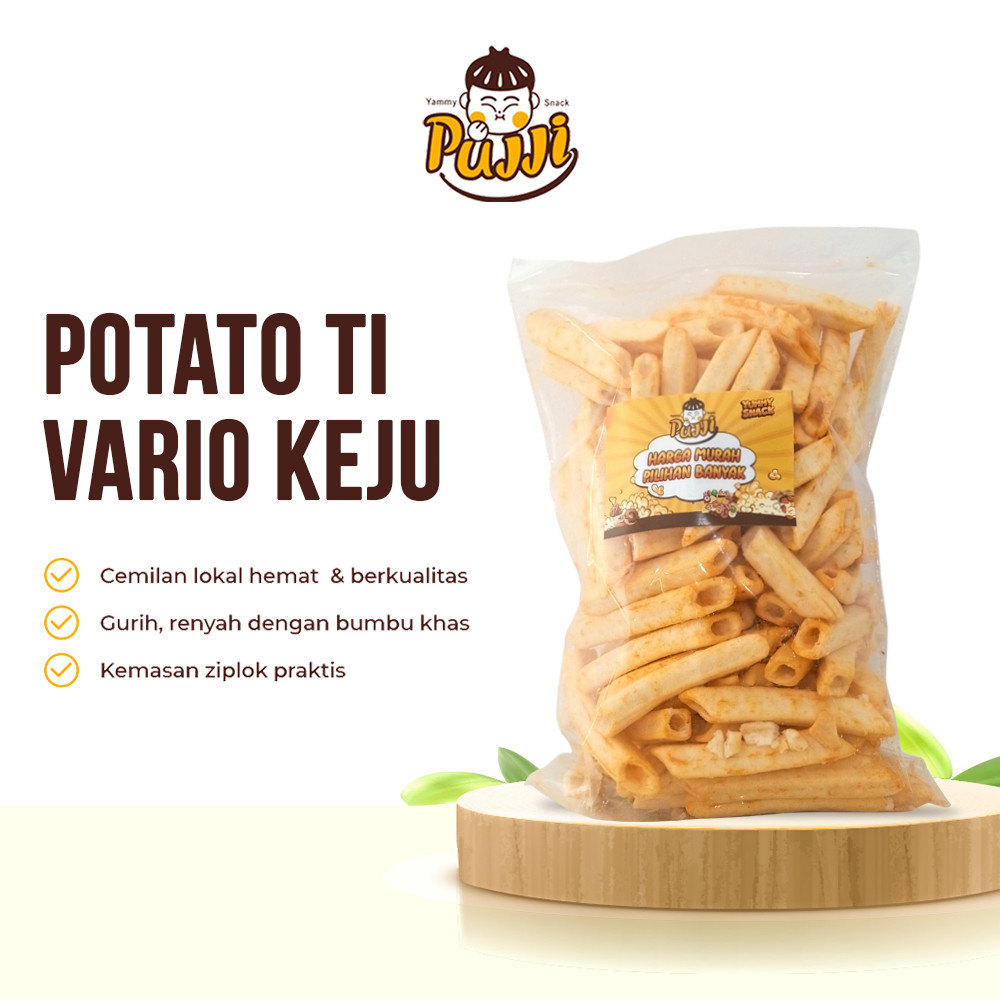 PUJJI SNACK - Potato ti Vario Keju 130gr / Snack Kentang Keju