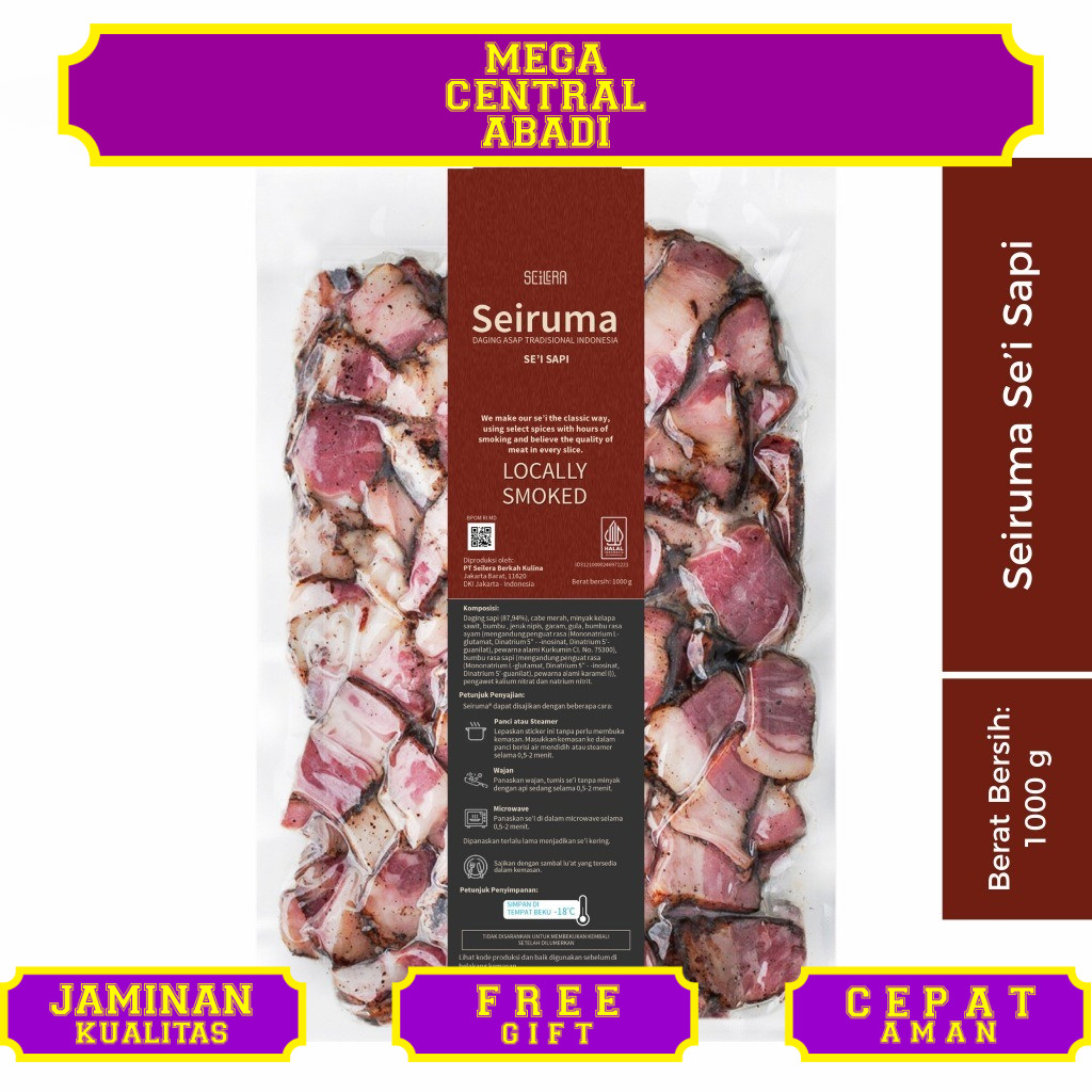 

SEIRUMA 1 kg - Sei Sapi / Daging Asap + Sambal Luat by Seilera