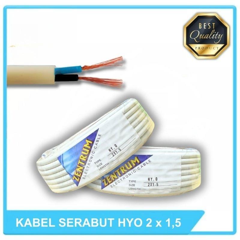 Kabel Listrik Serabut HYO 2 x 1.5 (30 Meter) Tembaga Murni SNI