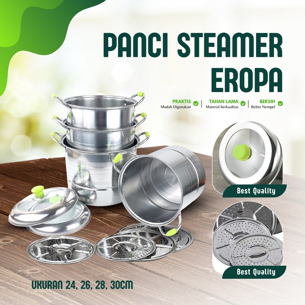 Top100 - Panci Kukus Ikan Steamer Stock Pot Dandang Sop Soup Pot Steamer Set Stainless Steel