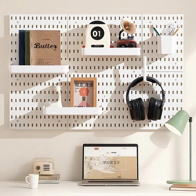 Pegboard Dinding Dengan Gantungan Multifungsi - Pegboard Papan Dinding Rak Dinding Tempel DIY
