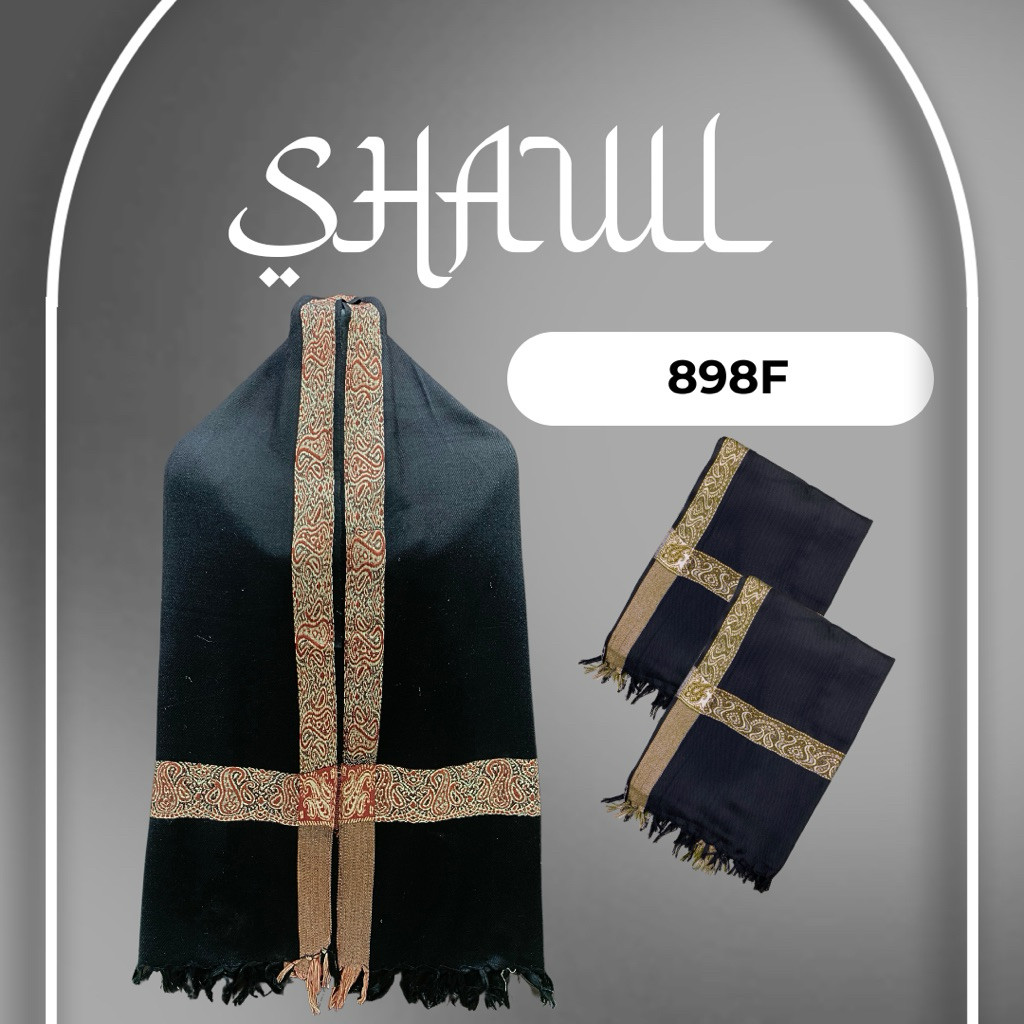 ALSHAFEDA - Sorban Kasmir Bordir Timbul Shawl #898 Black Jumbo Kasmir dewasa & anak laki-laki