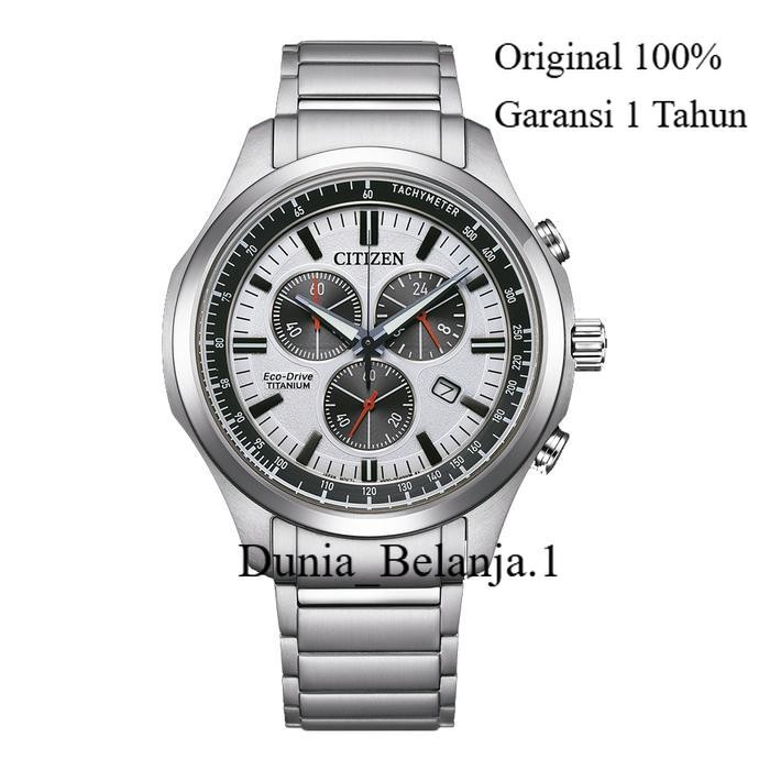 Original 100% Jam Tangan CITIZEN Eco-Drive Pria CTZ AT2530-85A Chronograph Titanium Garansi 1Tahun