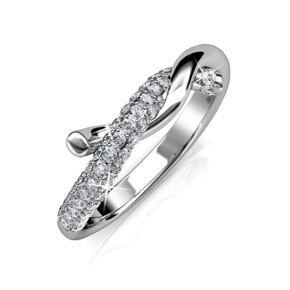 Daisini Original Crystals from Swarovski Criss-Cross Finger Ring Fashion Jewelry  Women Wedding Part