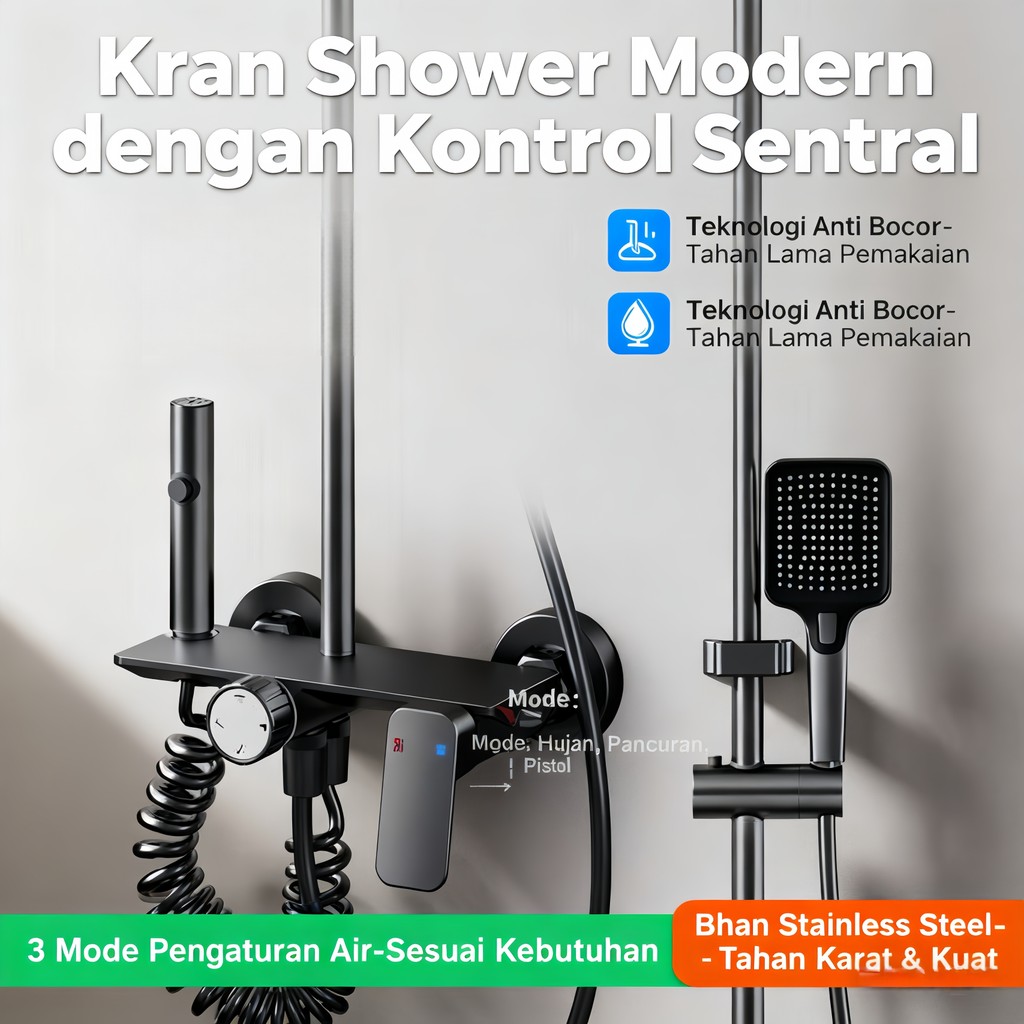 Set Keyboard Piano MewahShower Set Kamar Mandi Rain ShowerSet Shower Air Panas Dingin Alat Shower Ka