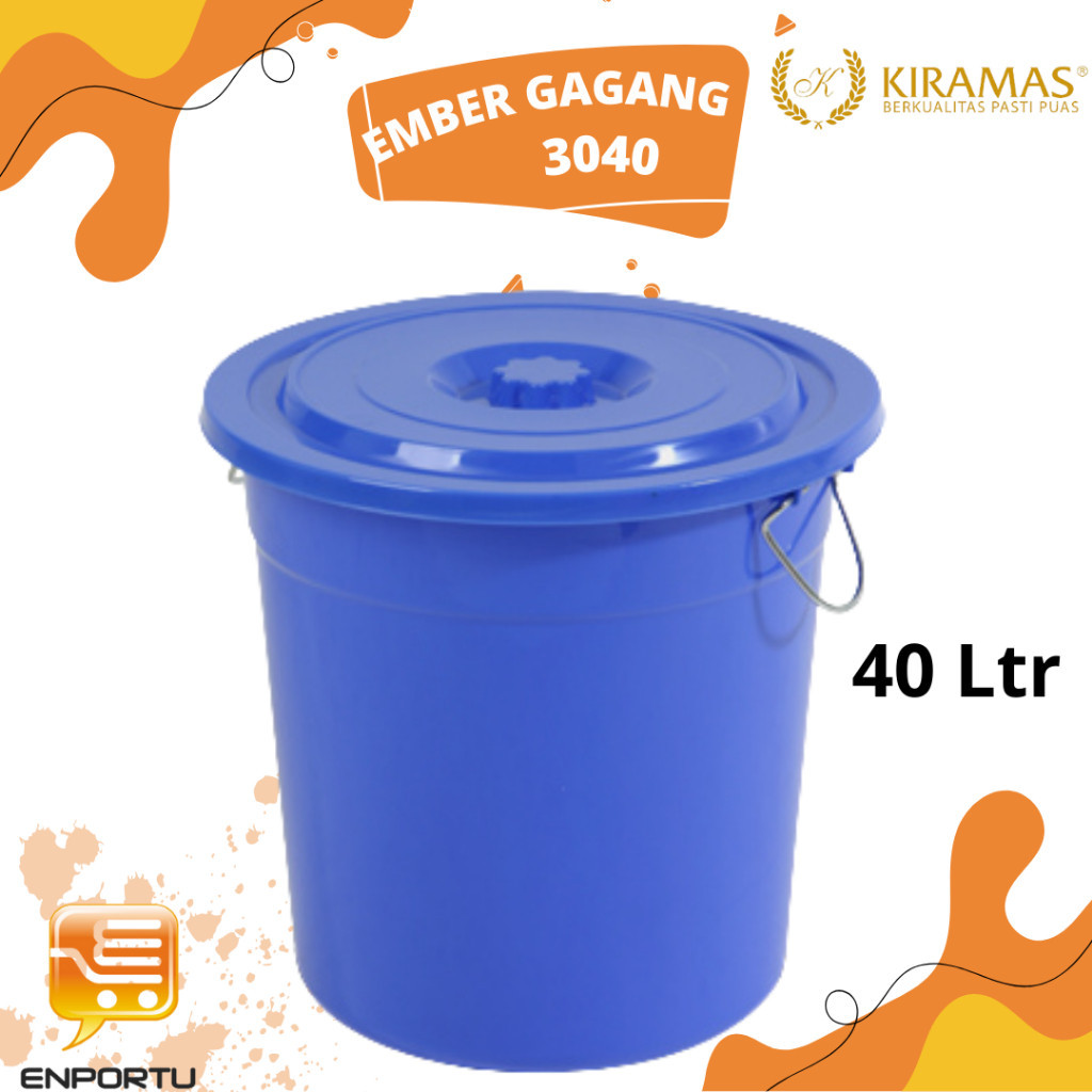 Kiramas Ember Gagang Nikel 40 Liter 3040/ Ember Besar dengan Tutup