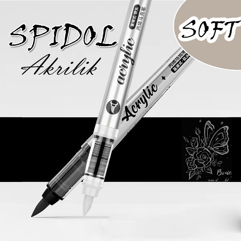 Spidol Akrilik Tanpa Bau dengan Ujung Lembut - Warna Hitam dan Putih