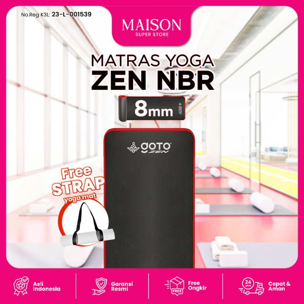 Goto Zen NBR Yoga Mat 8mm Matras Anti Slip Olahraga Poundfit Tebal