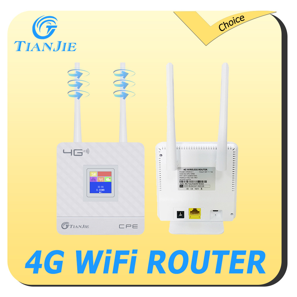 TIANJIE CPE903 4G LTE WiFi Router with Dual Antenna 150Mbps Wall-Penetrating Signal 10-Device Stabil