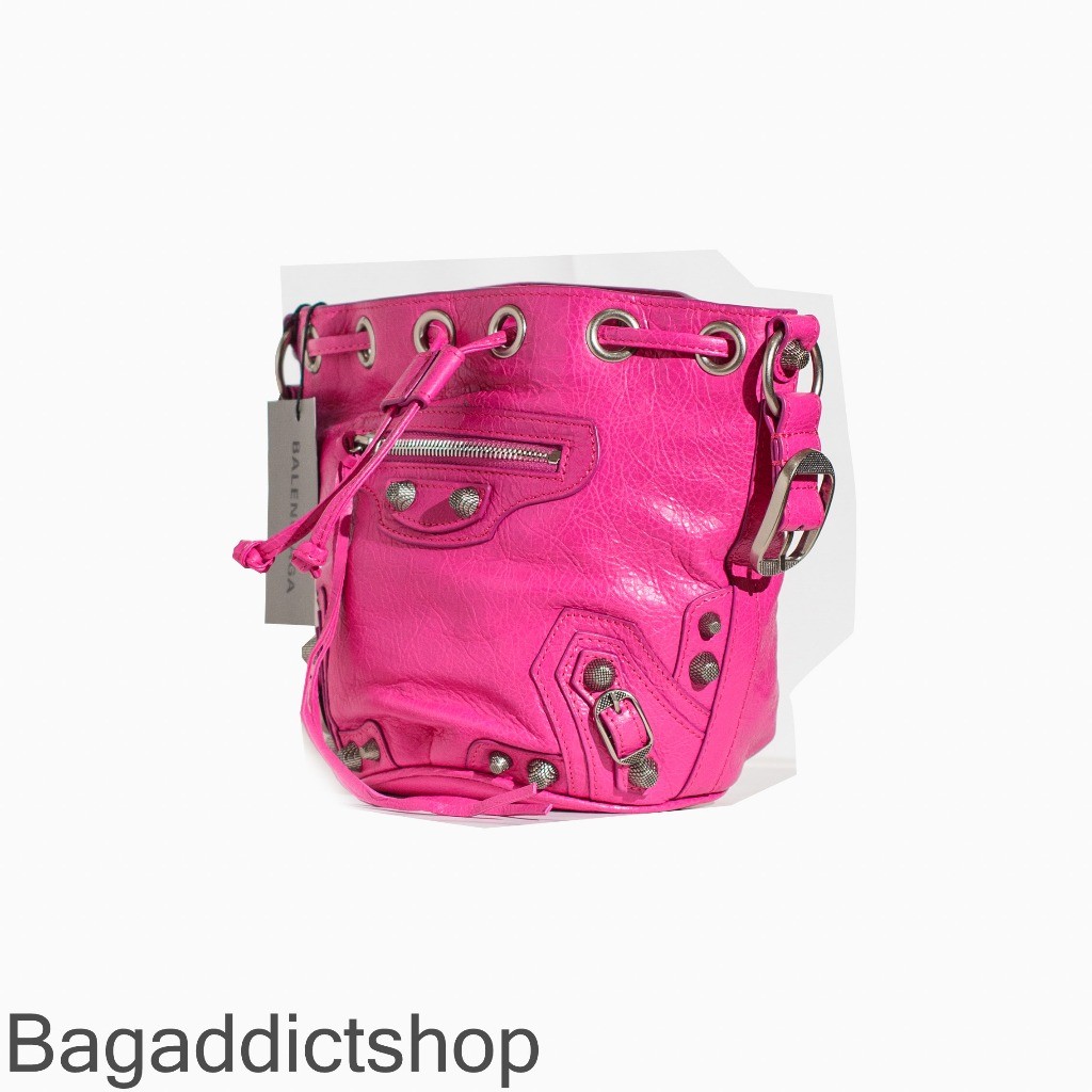 BagAddict Tas B Wanita Kulit Asli Le Cagole PomPon Mini Hot Pink SHW