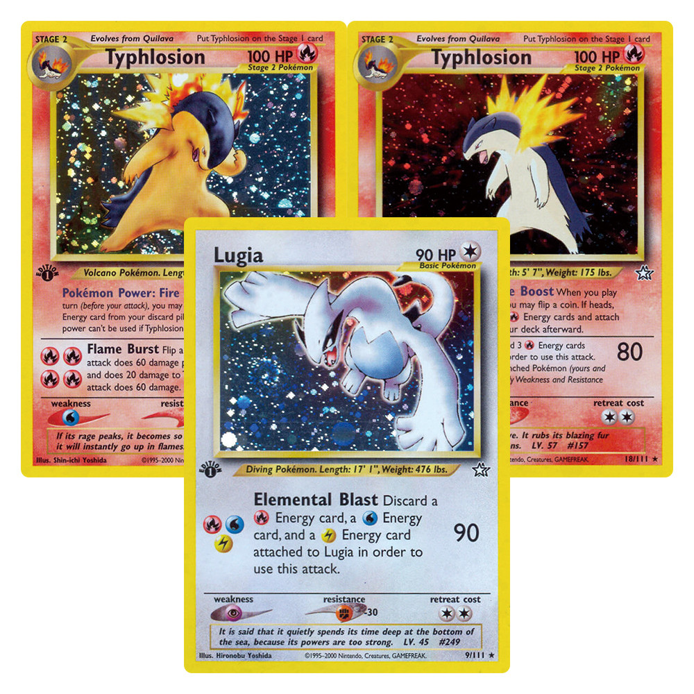 PKM  Proxy Cards Collectio Toys Gifts Neo Genesis Lugia Typhlosion Feraligatr Meganium Feraligatr Pi