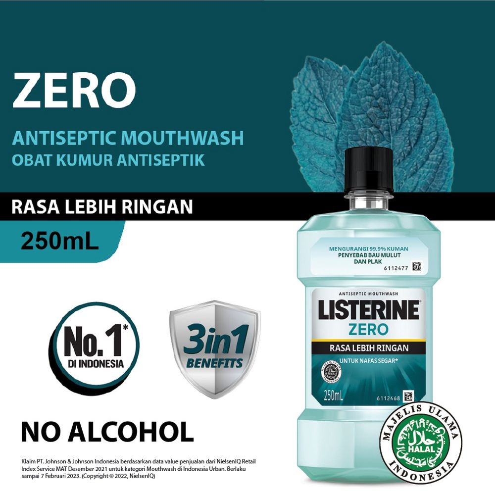 LISTERINE MOUTHWASH ANTISEPTIC ZERO 250mL
