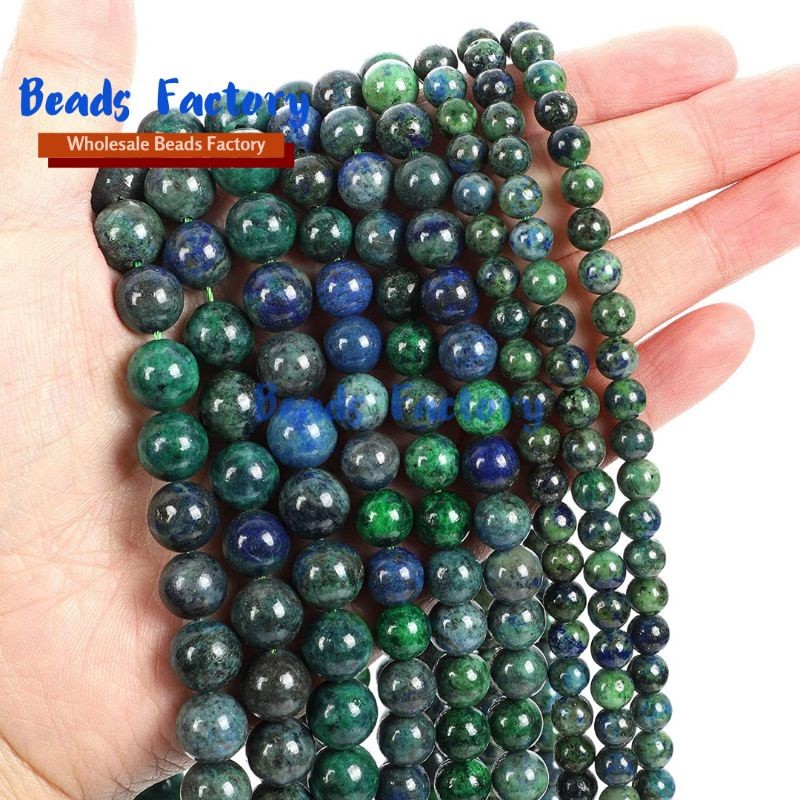 Manik Batu Alam Crysocola 4 - 10 MM Bahan Gelang Batu Alam