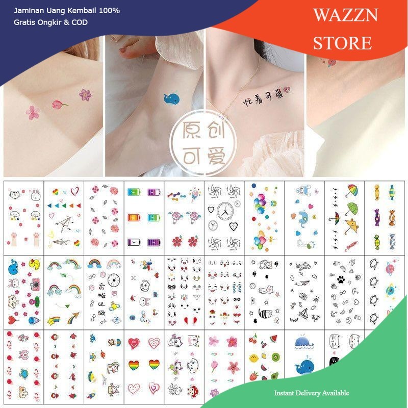 Wazzn- Grosir Termurah Tato Aesthetic - Tatto Temporer motif kecil, Tato temporary Stiker Tato Halal