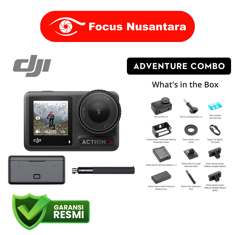 DJI Osmo Action 4 Camera Adventure Combo / DJI Osmo 4 Action camera Standard Combo GARANSI RESMI (je