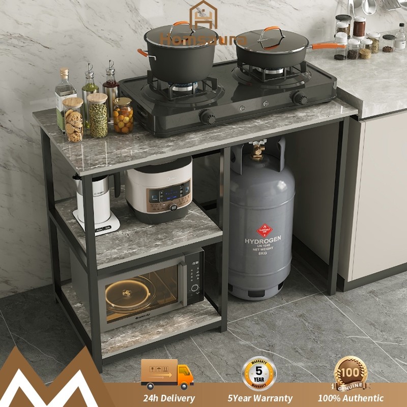 CASAKITA Homsaura Meja Kompor 2 Tungku Full Besi/Rak Dapur/Meja Kompor/Minimalis/Modern/Kualitas Pre
