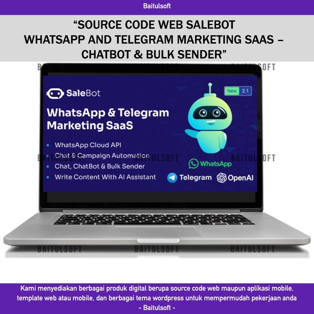 SOURCE CODE APLIKASI WEB SALEBOT - WHATSAPP AND TELEGRAM MARKETING SAAS - CHATBOT & BULK SENDER D79 