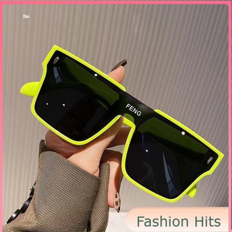 Kacamata Hitam Frame Kotak Pria Wanita Kaca Mata Gaya Trendy Kekinian