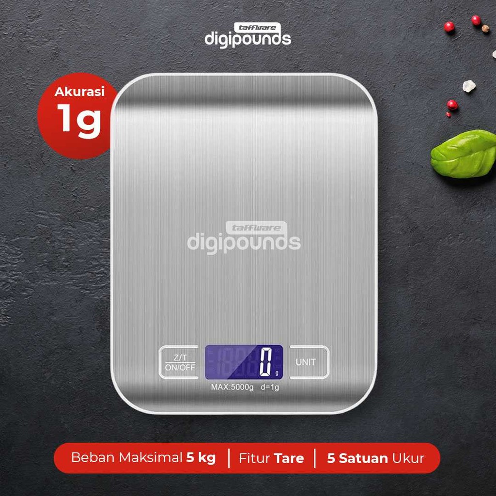 CAS - Taffware Digipounds Timbangan Dapur Mini Digital Scale 5kg 1g - Z1S