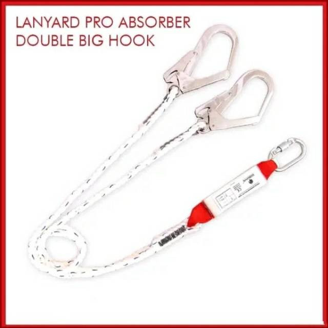Lanyard Safety Double Big Hook  PRO SHOCK ABSORBER Full Body Harness Climbing Rope Tali Body Harness