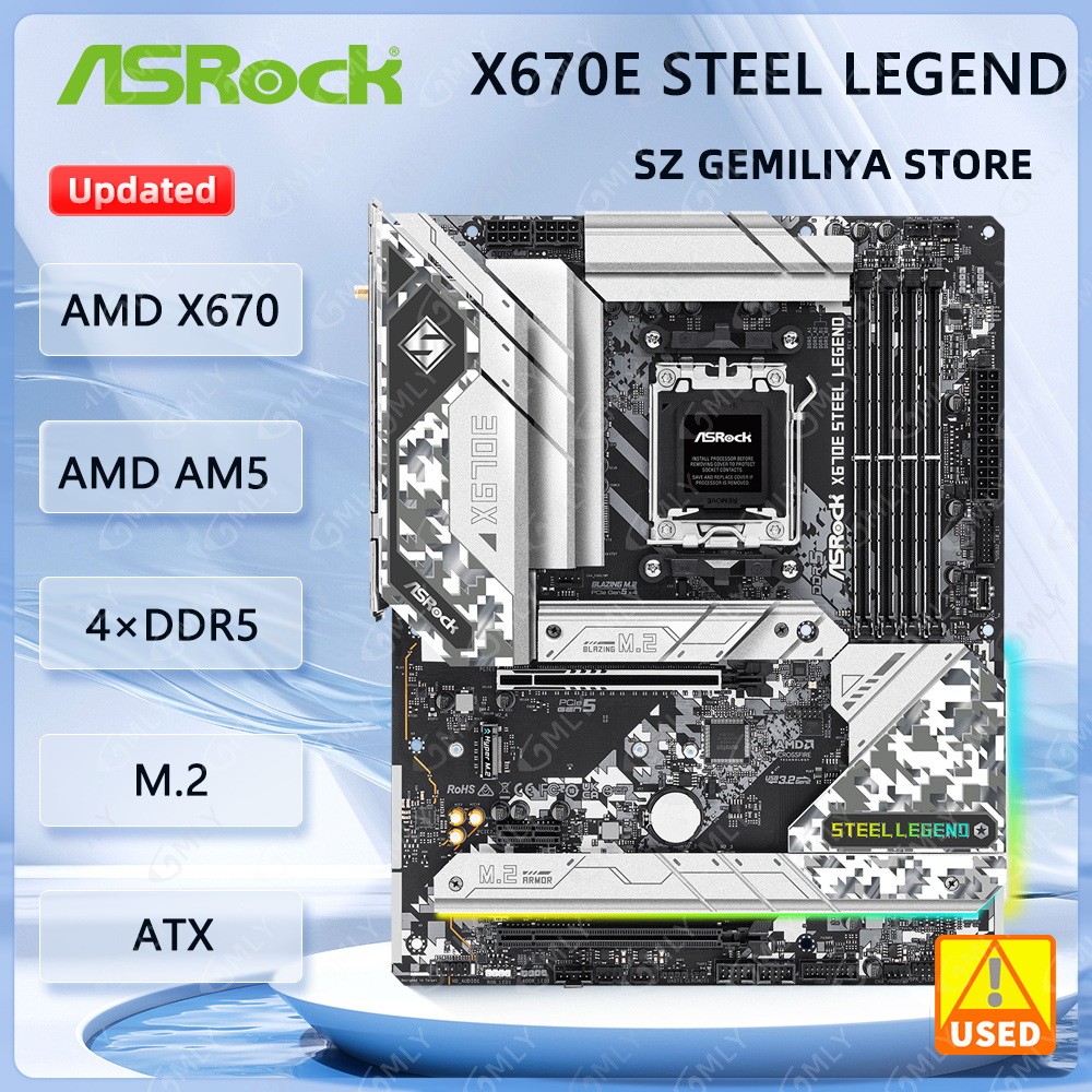 ASROCK X670E STEEL LEGEND Motherboard AMD X670 AMD AM5 DDR5 256GB M.2 ATX  support Ryzen 7 8700 Ryze