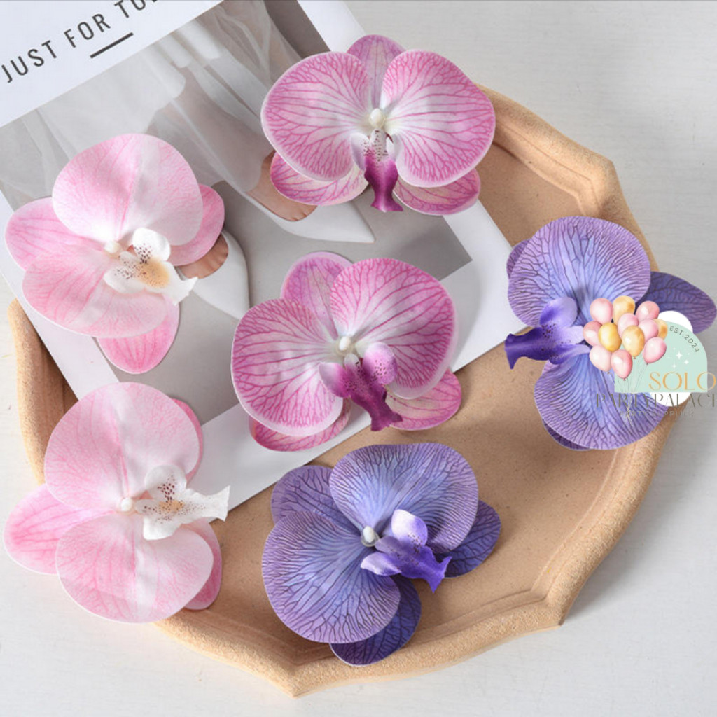 (QC) KUNTUM ORCHID LATEX JUMBO SILK PREMIUM ARTIFICIAL FLOWER KEPALA ANGGREK PALSU ACCESORIES BAHAN 