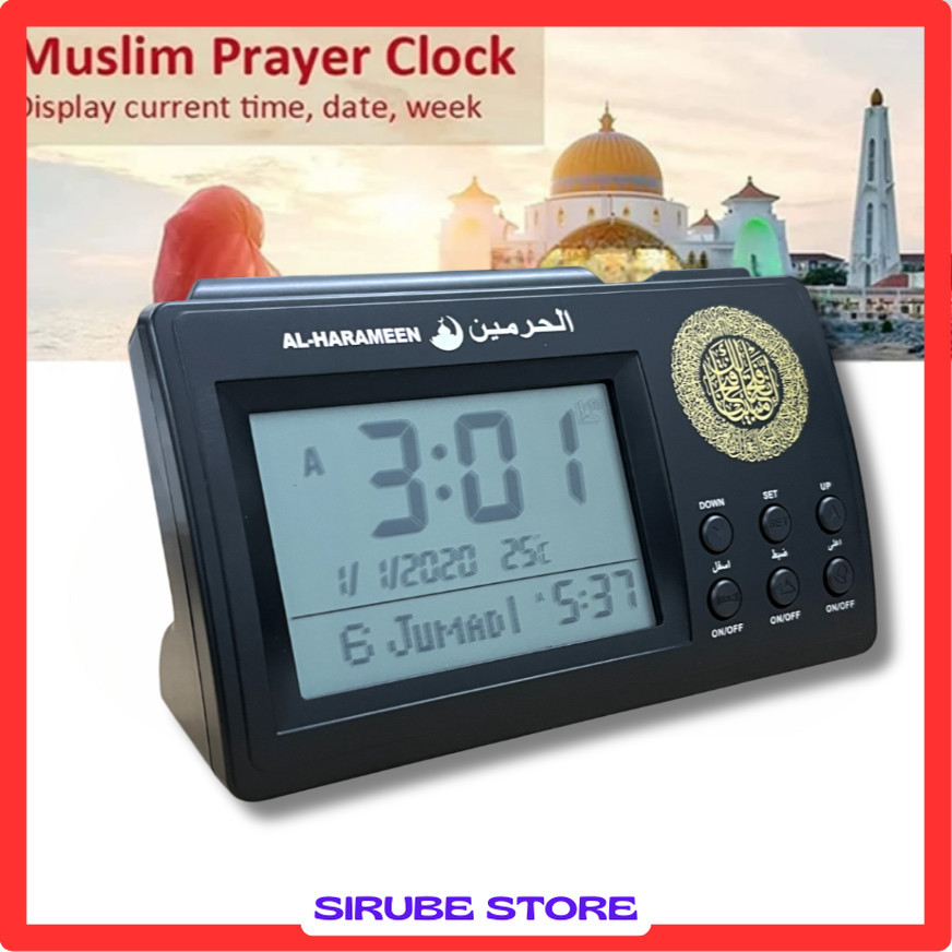 Jam Meja Digital Alarm Adzan Muslim Prayer Watch Clock - HA-3006