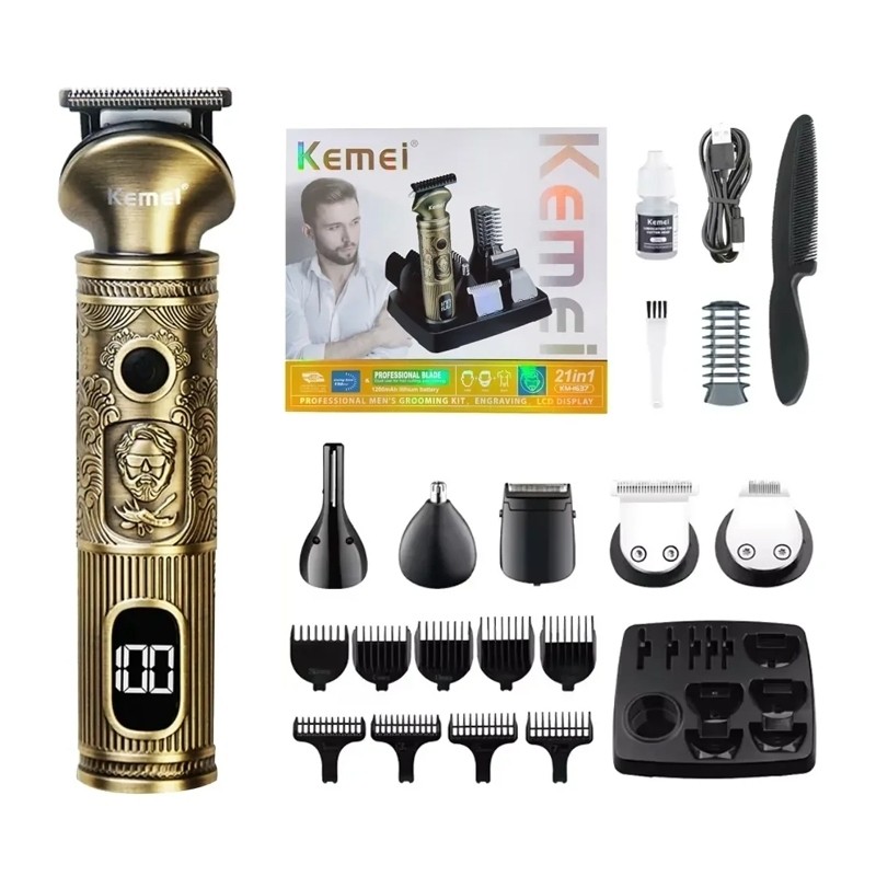 Alat Mesin Cukur Kemei KM 1637 Professional Men Grooming Kit 21 in 1 Multifunction Shaver / Alat Cuk