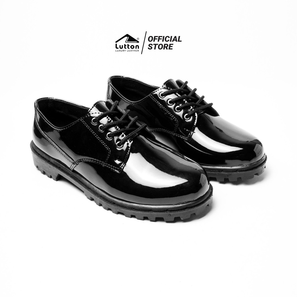 GATON Lutton Sepatu Pria Kulit Sintetis Premium Sol Tebal Jahit