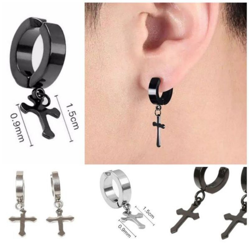 [MS] TERLARIS Anting salib non tindik/ anting jepit/ anting jepit pria wanita/ anting salib/ SALE bc