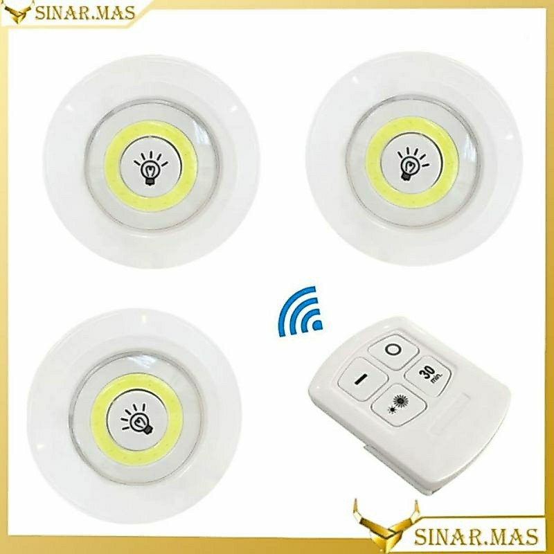 Lampu Tempel Remote Isi 3 LED Wireless Welite 150Lumens COB Portable Lamp Lampu Emergency LED Remote