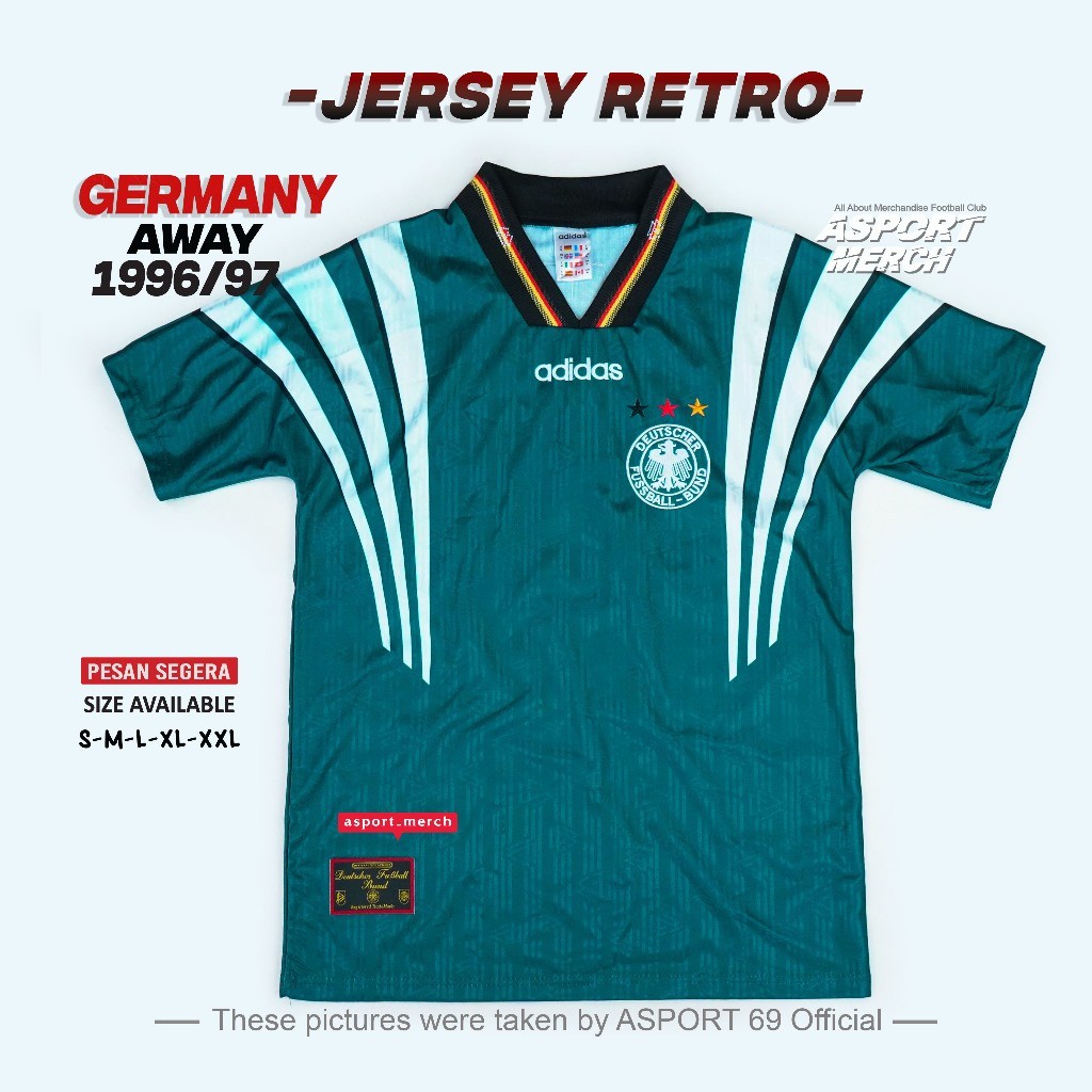 JERSEY BOLA RETRO JERMAN AWAY 1996 1997 JERSEY RETRO JERMAN AWAY 96 97 JERSEY GERMANY AWAY