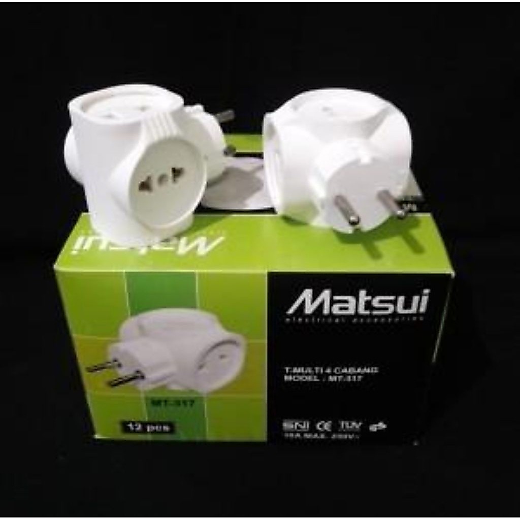 MATSUI Colokan Listrik 4 Lubang T Arde MATSUI MT 317 T Multi Cabang 4