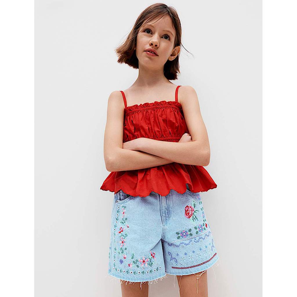 M&S - Celana Pendek Anak  - Denim Cross Stitch Bermuda Shorts