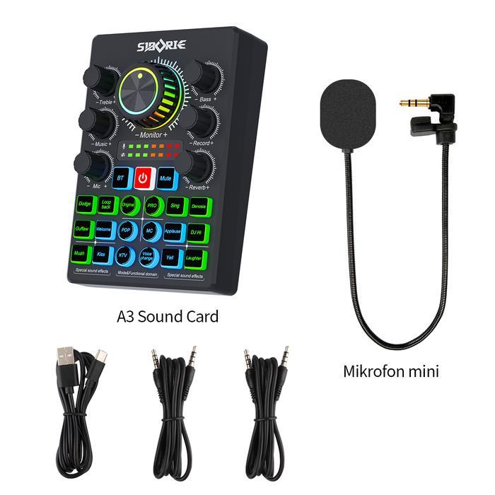 Siborie Mixer Bluetooth  A3 Soundcard Audio USB External Soundcard Live Phone PC-Live - A3