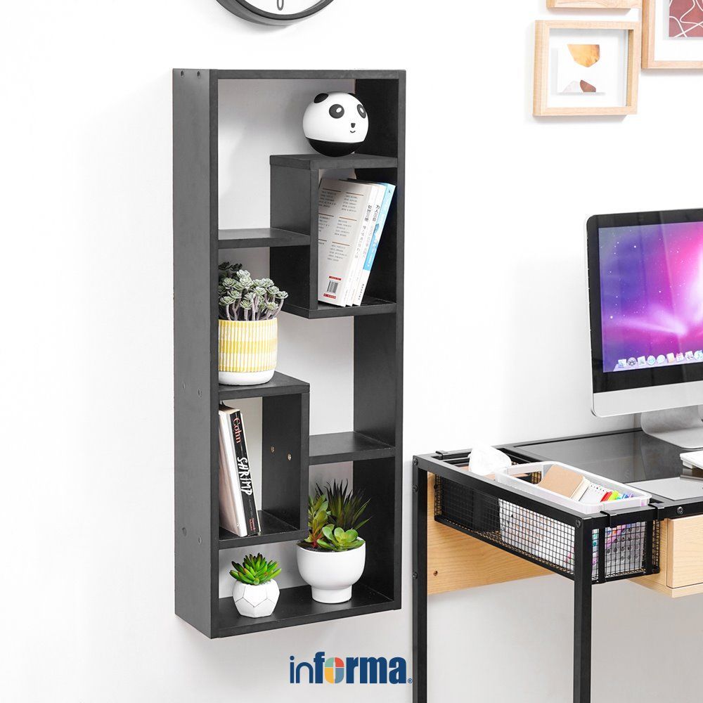 Informa Gallio Rak Dinding Tempat Cd - Hitam Wall Shelf Rak Gantung Floating Shelf Rak Tempel Hangin