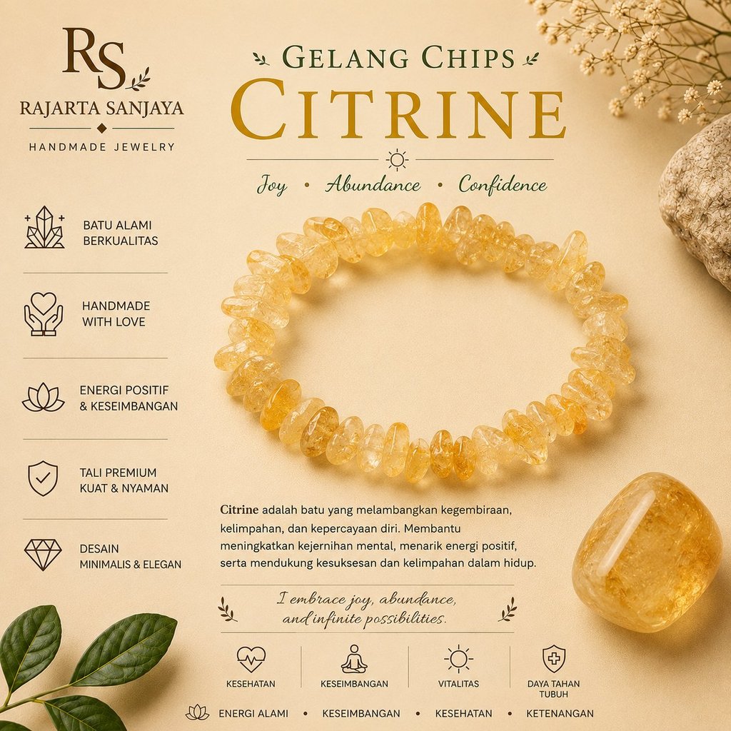 Gelang Batu Kerikil Kristal Chips Citrine Natural | Kode : BC-50