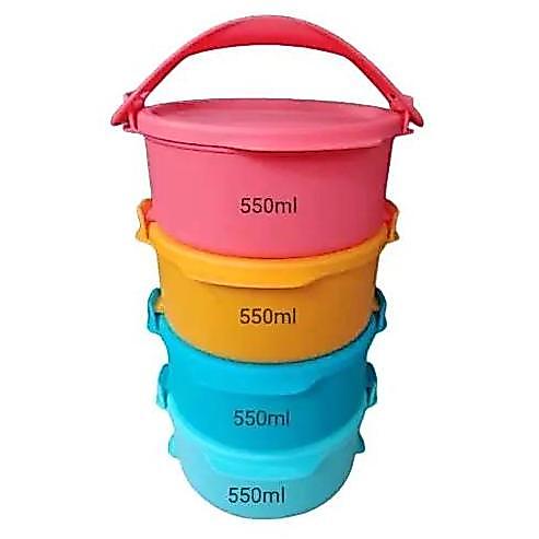 Promo Tupperware Small Click To Go Rantang Bulat 4 Susun 550Ml Simple Sayur Kitchenware