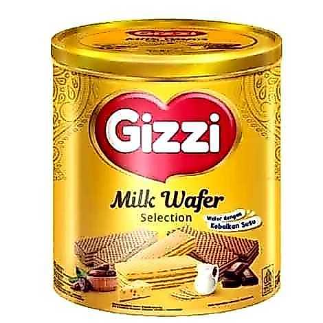 Kaloonaentier Gizzi Wafer Milk Kaleng 240G Rasa Kurma, Keju, Coklat- Rasa Susu Berasa, Camilan