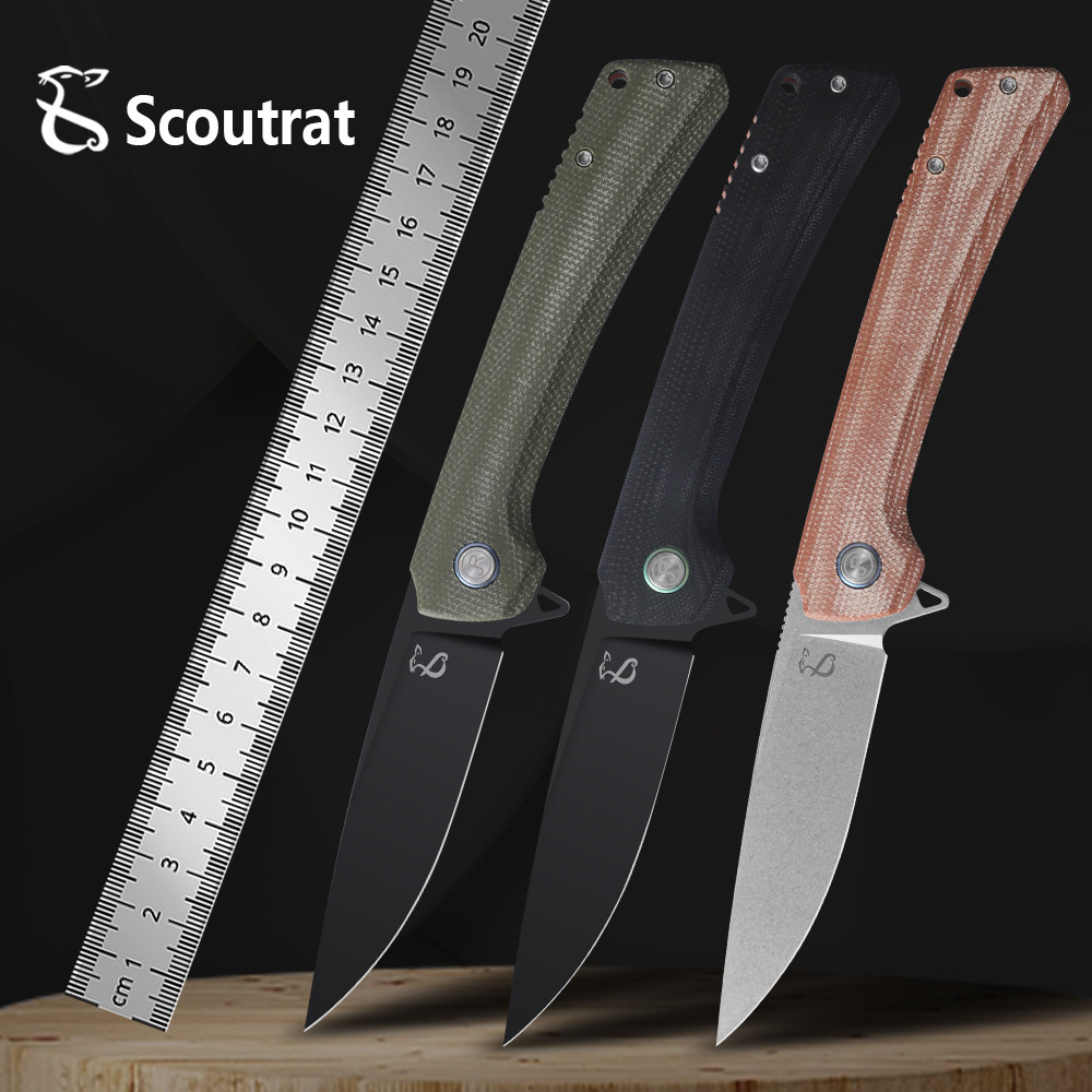 SCOUTRAT folding knife, pocket knife, fishing tool, 14C28N blade knife, jungle survival, outdoor cam